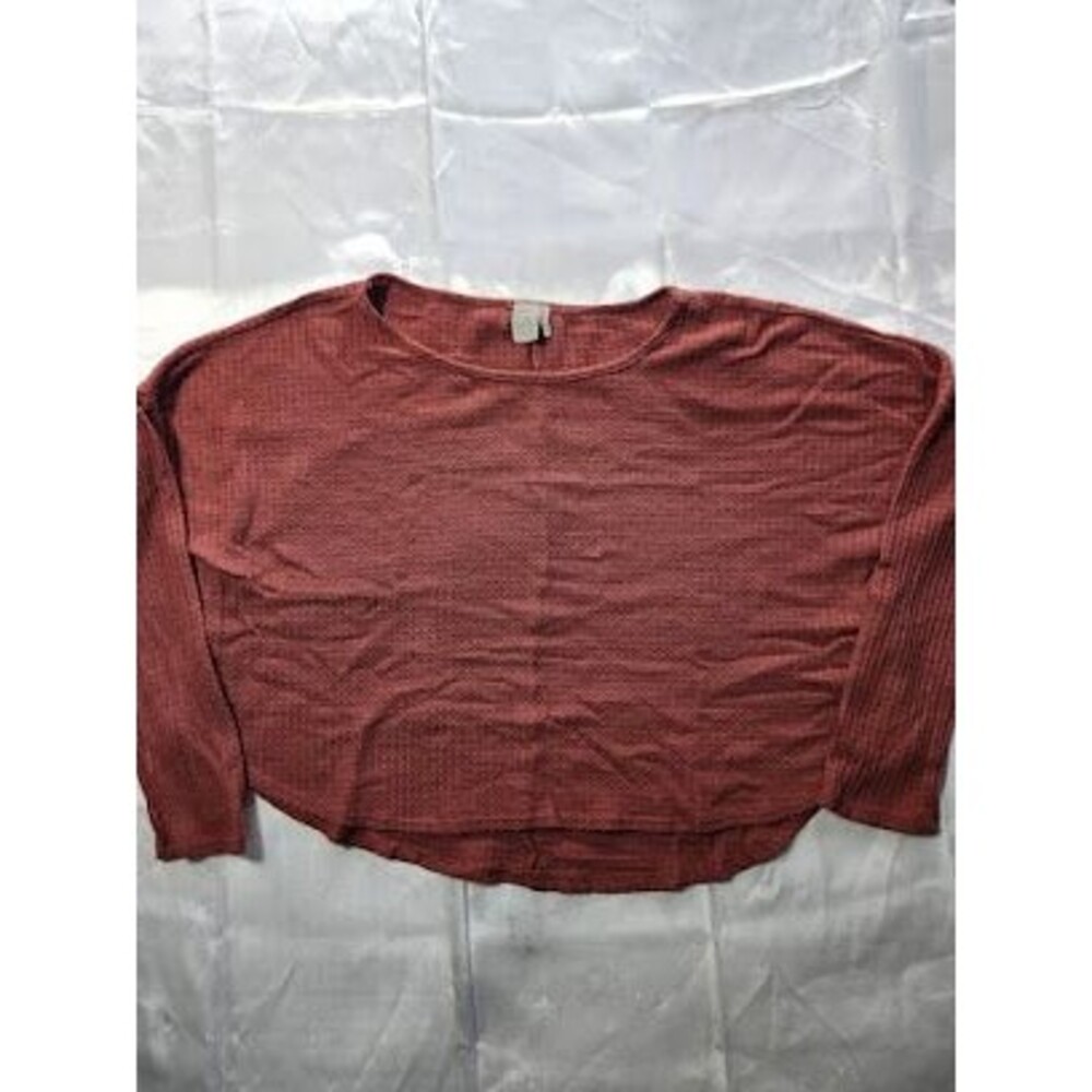 Paper Crane Thermal Knit Top S Mauve Pink Oversized Slouchy Waffle Shirt #202